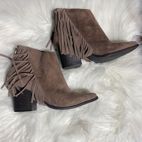 Charlotte Russe Taupe Fringe Bootie - Picture 2 of 6